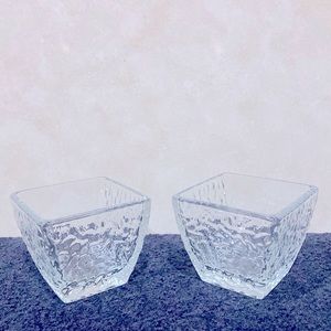 2x DisaRonno Italian Glass “Ice” Square Snack/Nut/Desert/Drinks/Candle Holder !!